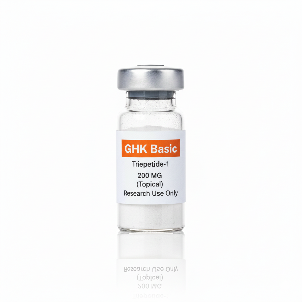 GHK Basic (Tripeptide-1) 200mg GHK peptide for skin, Tripeptide-1 topical, anti-aging peptide, collagen peptide, cosmetic peptide supplier USA